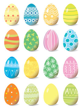 set of colored Easter eggs