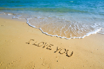 Words I love you on the beach