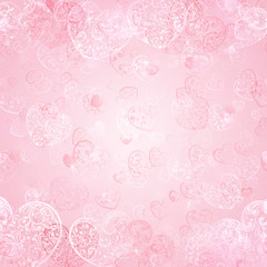 Background of hearts in light pink colors