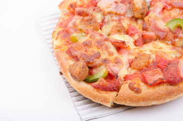 Image of fresh italian pizza isolated over white background
