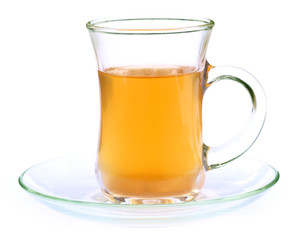 Tea liquor on a transparent cup