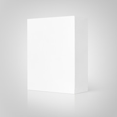 Blank white cardboard box on gray background with clipping path