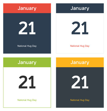 4 Isolated Calendar Sheets For National Hug Day