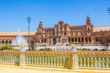 Fototapeta premium Details of the railing decorated ceramic Pond from the famous Pl