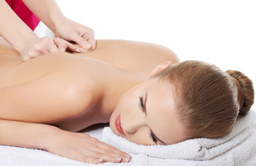 Fototapeta na wymiar Woman getting massage in spa