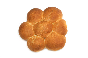 Round bread as a flower. Photo.
