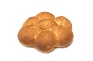 Round bread as a flower. Photo.