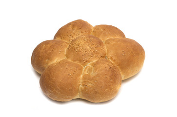 Round bread as a flower. Photo.