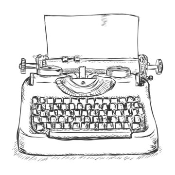 Vector Sketch Retro Typewriter