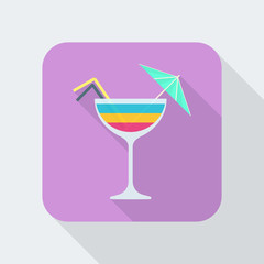 vector flat design rainbow layered cocktail stick umbrella icon