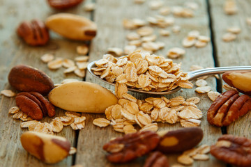 Spoon with oatmeals