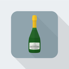 vector colored flat design green champagne bottle icon
