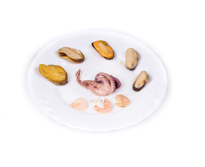 Mixed seafood plate.