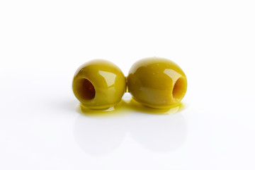 Pitted green olives