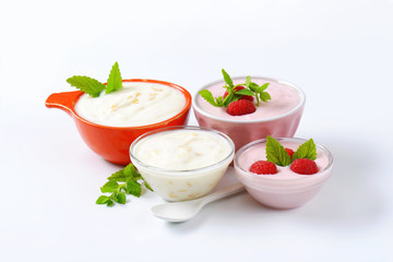 Bowls of yogurt