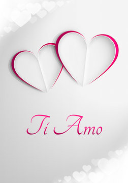 Miłosna kartka walentynkowa z napisem 'Ti Amo'