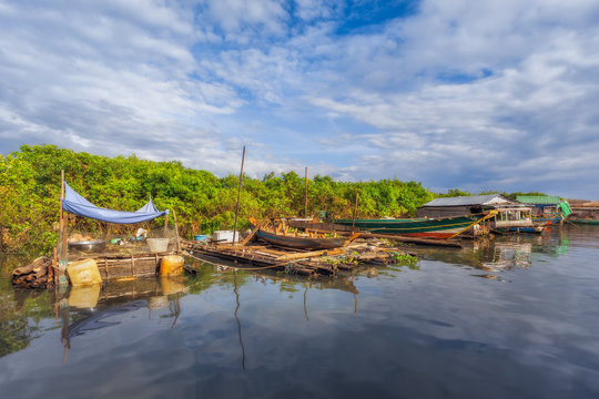 SIEM REAP, CAMBODIA The village on the water. Tonle sap lake