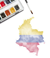 Watercolor painting of Colombia in the national colors.(series)
