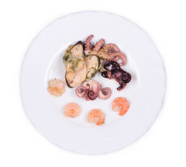 Mixed seafood plate.