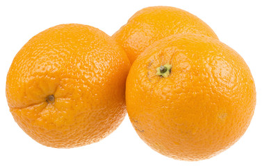 three oranges isolated on white background