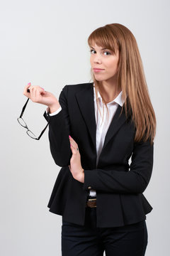Young female with her glasses