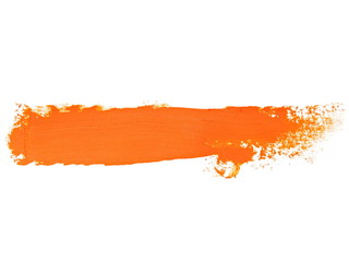 Fototapeta premium orange grunge brush strokes oil paint isolated on white