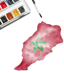 Watercolor painting of Morocco in the national colors.(series)