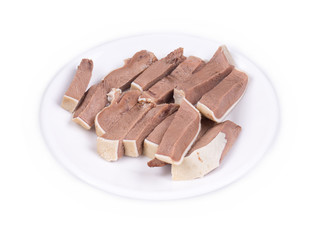 Raw chopped cow tongue.