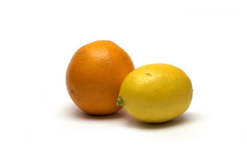 Lemon and orange. Fruits. Photo.