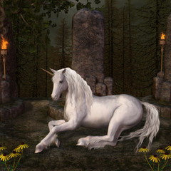 Beautiful unicorn in a glade