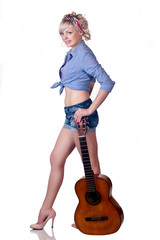 Fototapeta premium girl with guitar