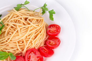 Italian pasta with tomatoes.