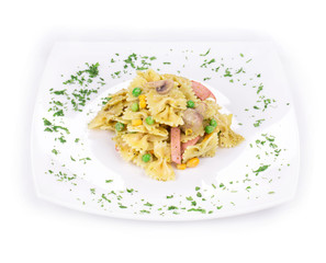 Pasta farfalle with ham