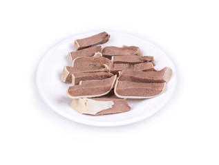 Raw chopped cow tongue.