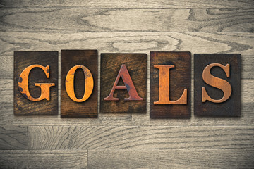 Naklejka premium GOALS Concept Wooden Letterpress Type