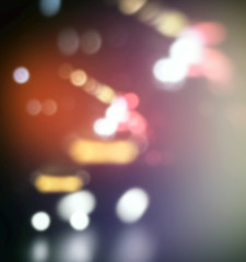 Street blurred lights of cars, urban abstract bokeh