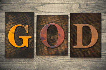 God Concept Wooden Letterpress Type