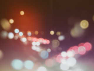 Obraz premium Street blurred lights of cars, urban abstract bokeh