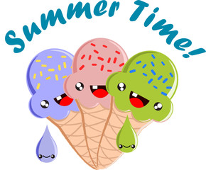 Summer Time Kawaii Cute Ice Cream Cones