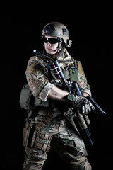 United States Army ranger with pistol