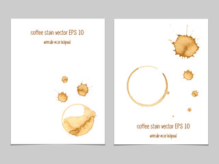 Vector background with coffee stain watercolor.