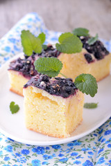 Home baked lemon cake with blueberries