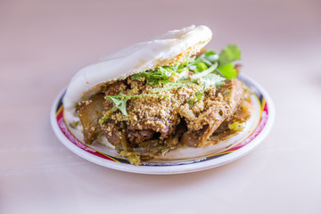 Taiwanese guo bao on a table
