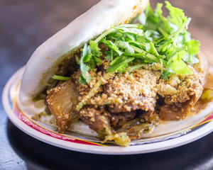 Taiwanese guo bao on a table