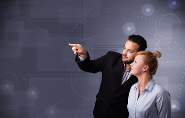 Young couple touching copy space