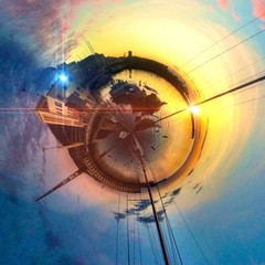 Fototapeta premium Awesome circular landscape of Trieste - Italy