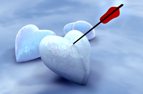 Ice hearts pierced by arrow