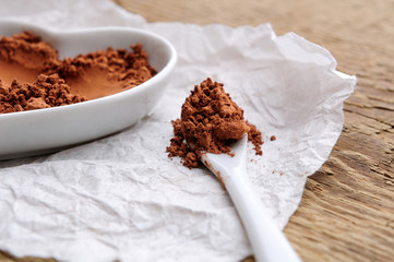 cocoa powder in shape of heart