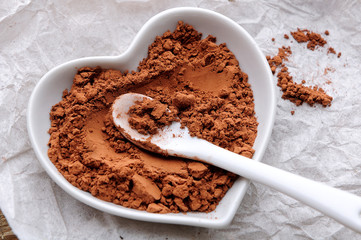 cocoa powder in shape of heart
