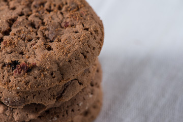 Stack of home baked cookies with chocolate